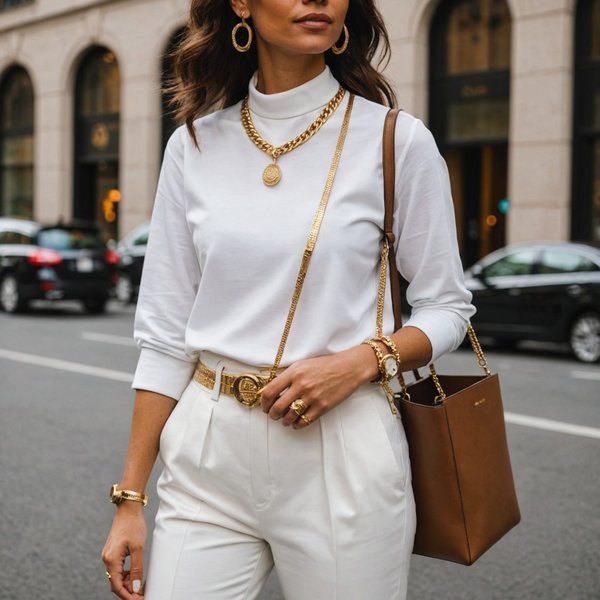 Quelles astuces pour associer des bijoux dorés avec une tenue blanche?